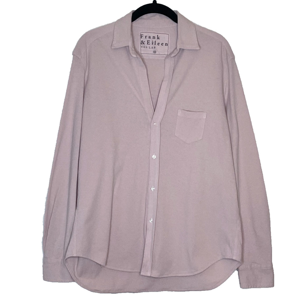 Frank and Eileen Tee Lab Shirt Women M Pale Pink Long Sleeve Button Cotton VNeck